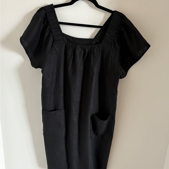 Nicole Miller Original Casual Linen Black Dress with Pockets Size L BNWT - Picture 2 of 8